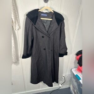 Herman Kay Vintage Women’s Gray Hooded Double Breasted Coat Size 6 EUC